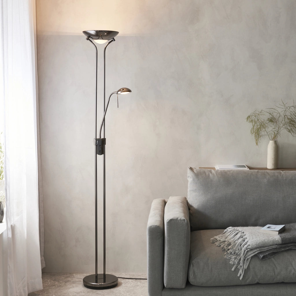 Lampada da terra Rome Endon nero cromo doppia dimmer