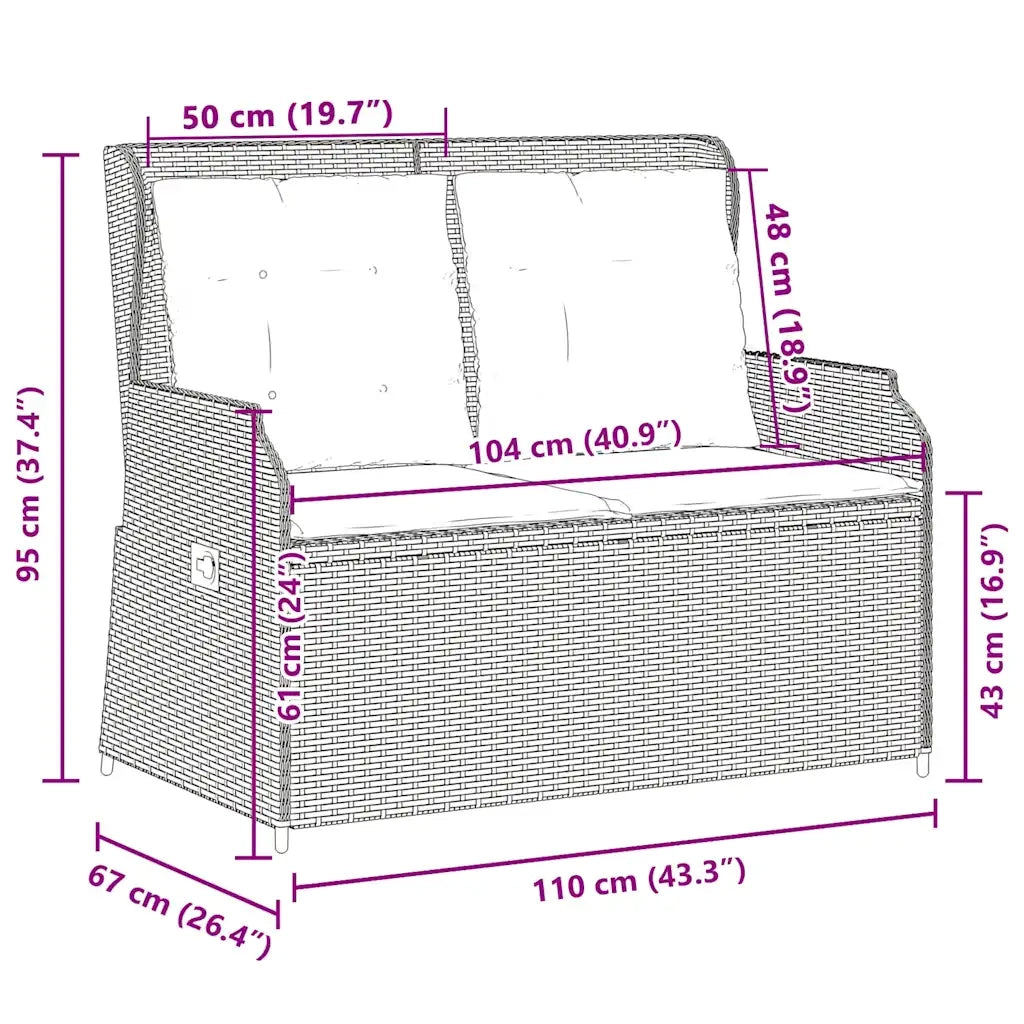 Panchina da giardino Grigio polyrattan 3394465