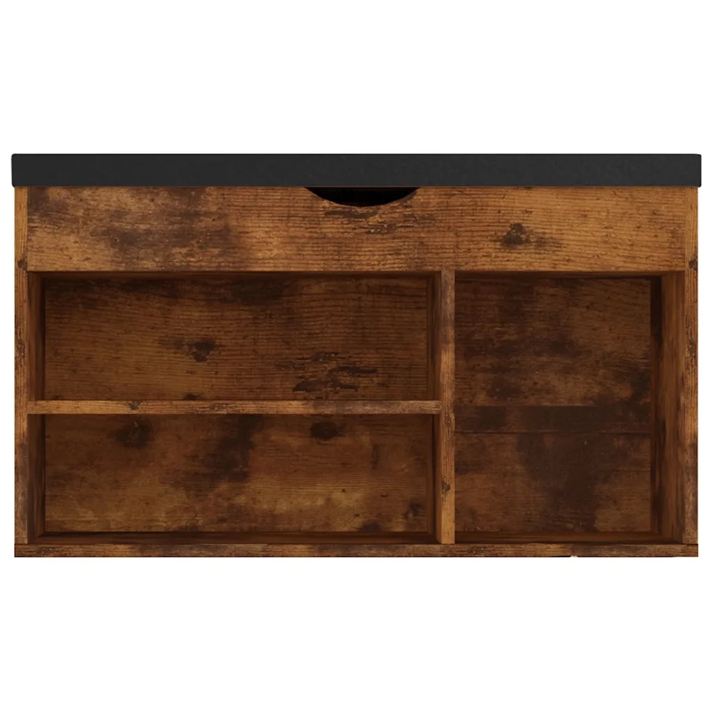 Panca Porta Scarpe | Scarpiera | Mobile per scarpe Cuscino Rovere Fumo 80x30x47cm Multistrato