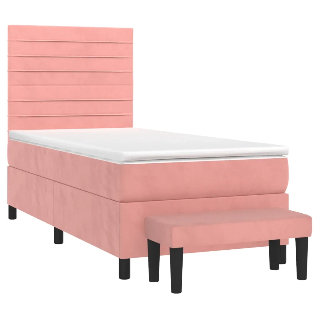 Letto singolo | Letto per adulti | Giroletto a Molle con Materasso Rosa 80x200 cm in Velluto