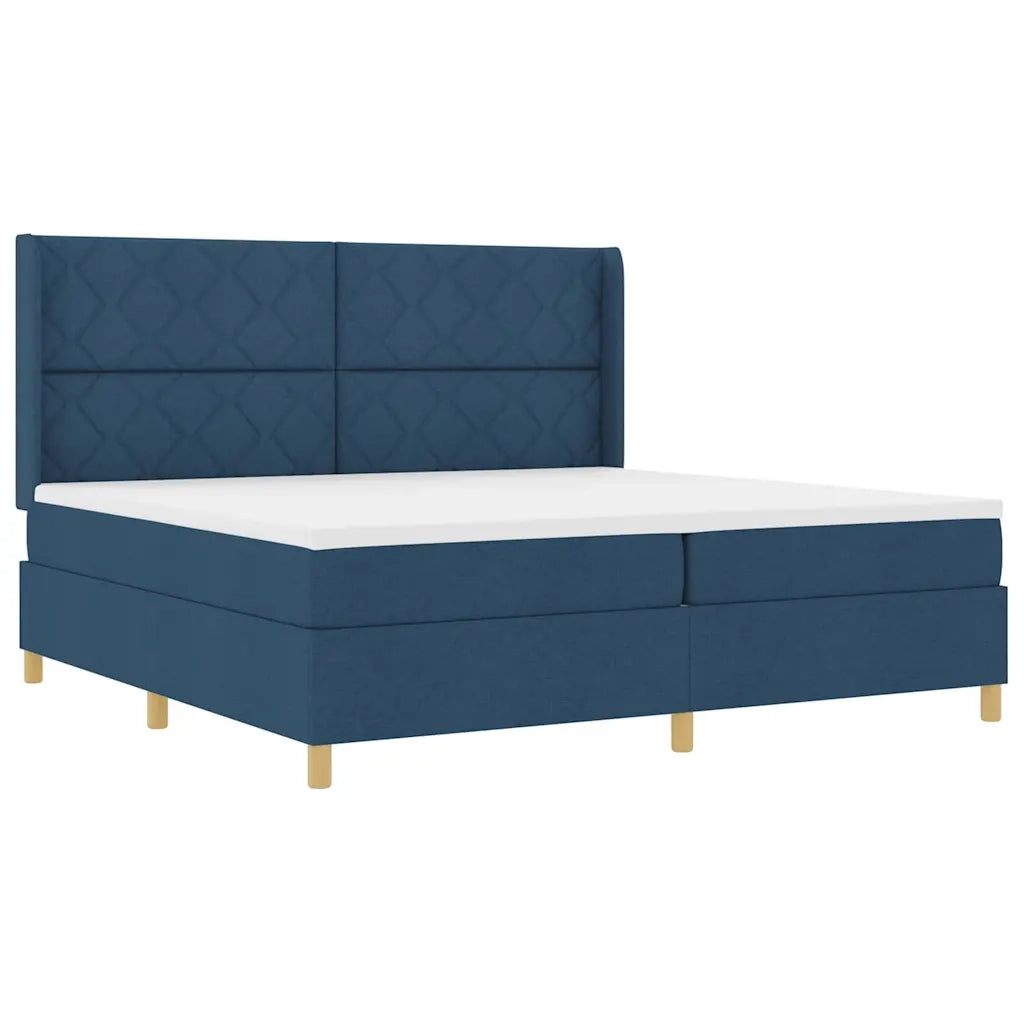 Letto a molle con materasso con led Blu 200 x 200 cm Tessuto