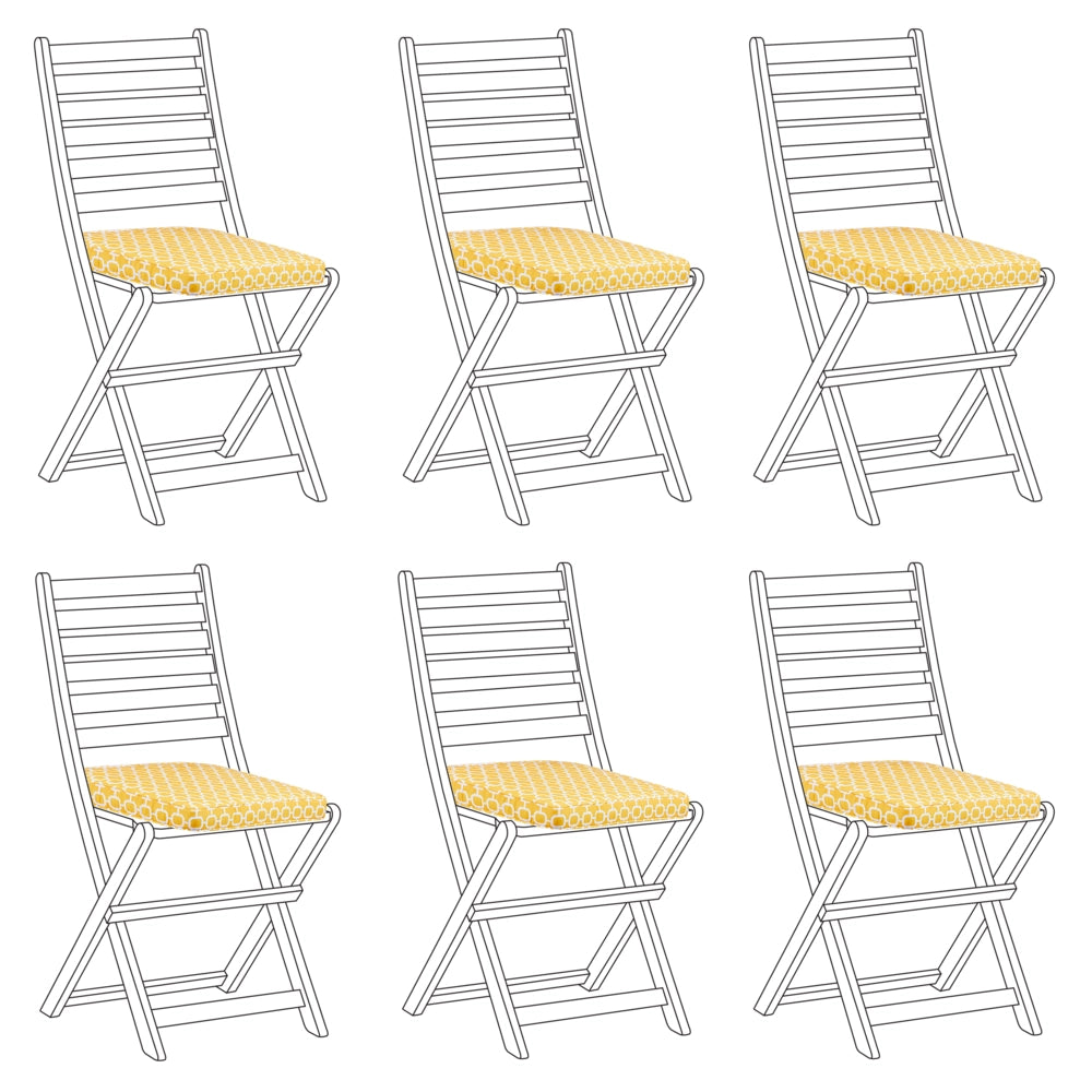 Set di 6 cuscini per sedie da esterno giallo 31 x 39 cm giardino terrazzo tessuto resistente