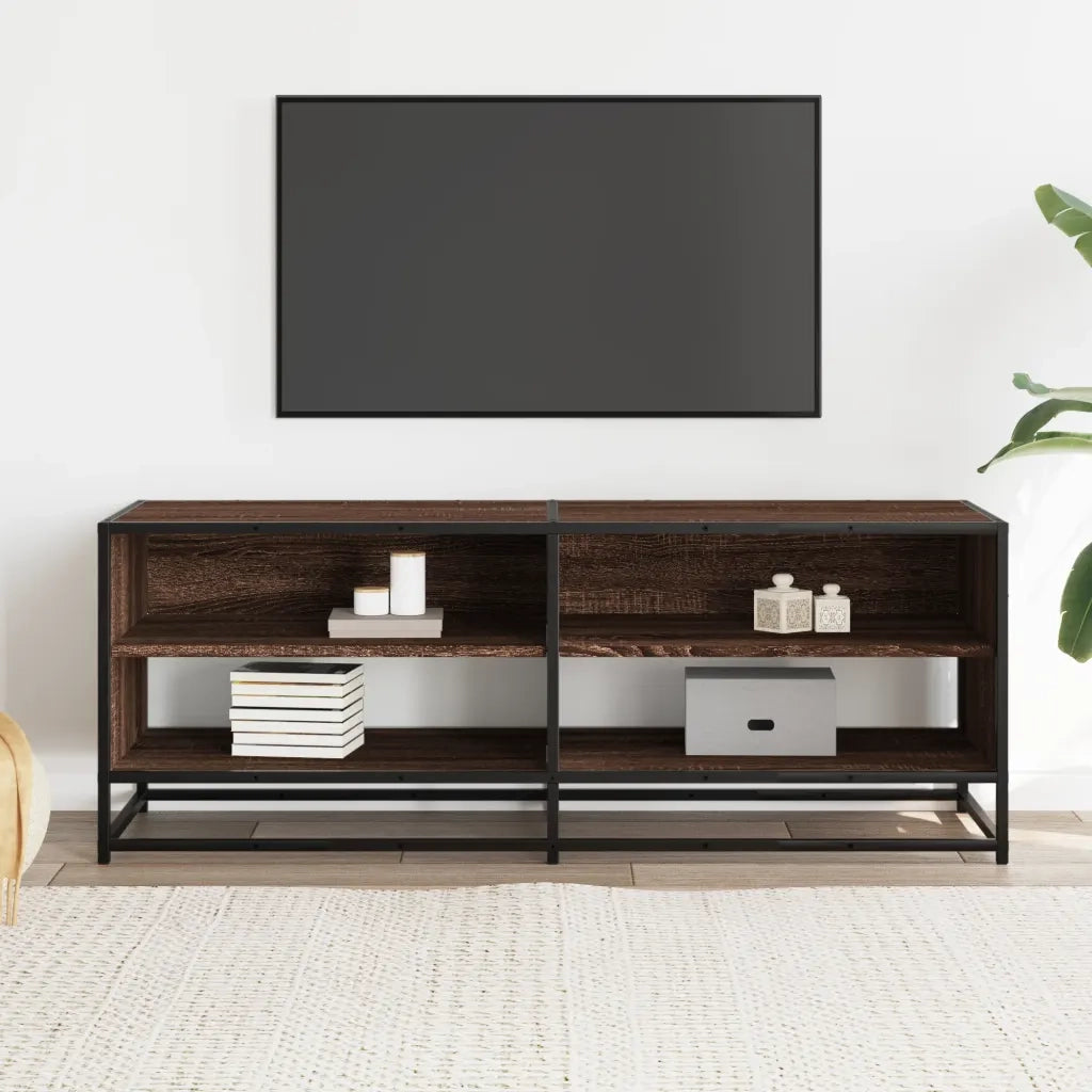 Mobile TV-Credenza per TV-Console TV Rovere Marrone 120,5x40x46 cm Multistrato e Metallo