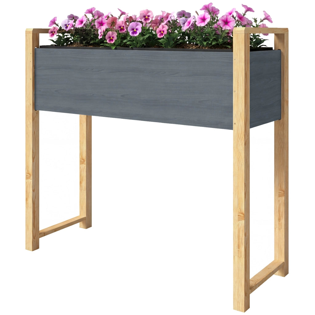 Cassone rialzato da giardino con piedini ¨C Xylo ¨C grigio, tessuto non tessuto, 98x37x90 cm