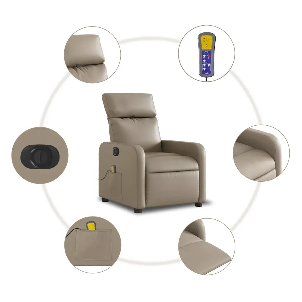 Poltrona | Sedia Relax Reclinabile Massaggio Elettrica Cappuccino Similpelle