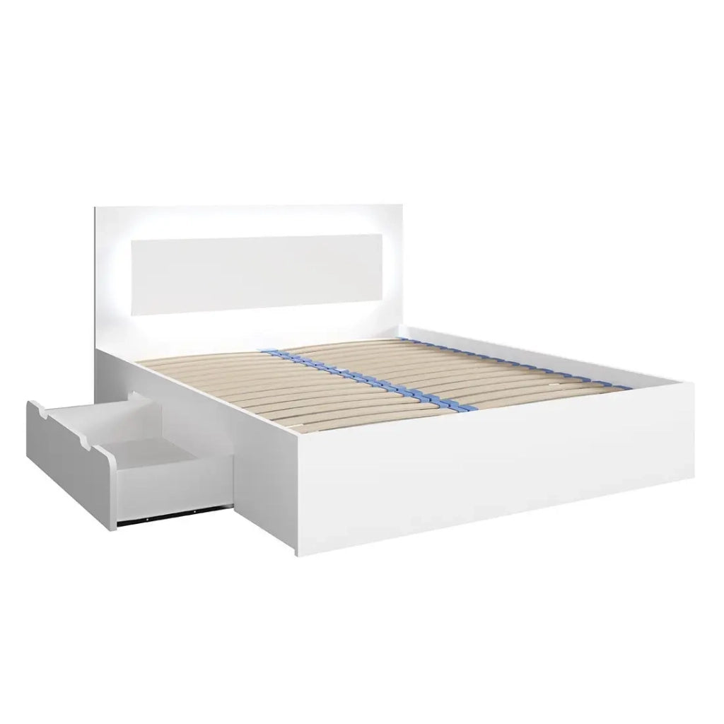 Letto NOFI 180 x 200 cm con doghe e 2 cassetti contenitore - bianco