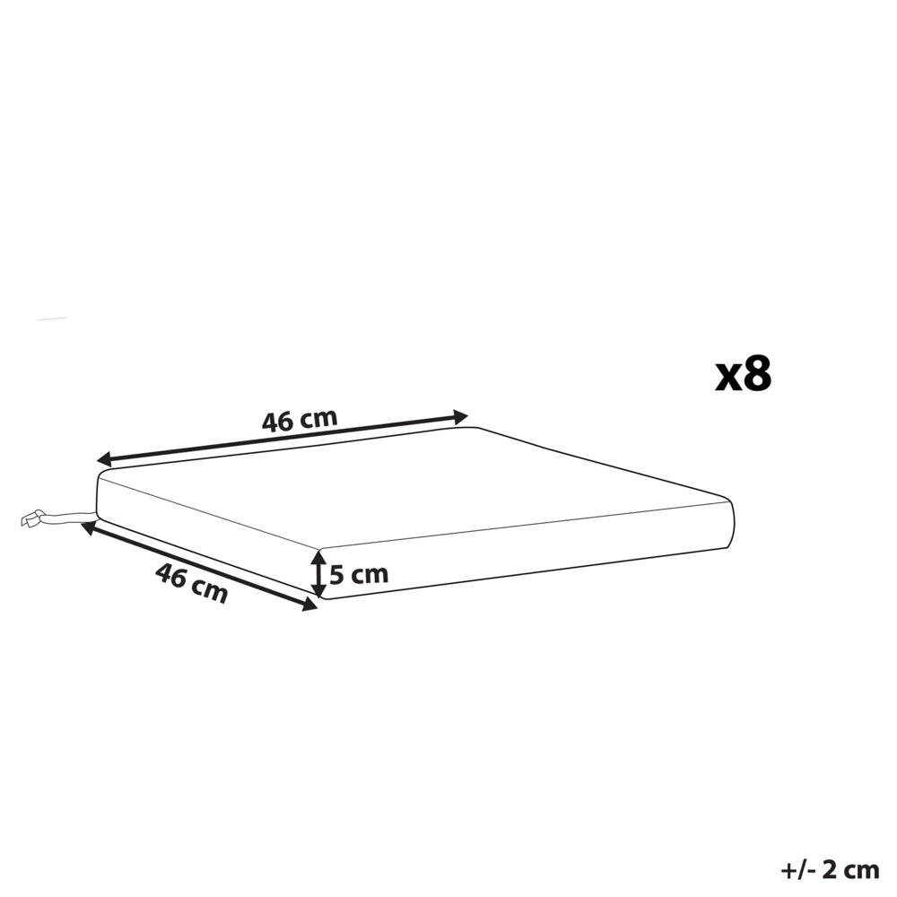 Set di 8 cuscini per sedie da giardino in tessuto poliestere resistente ai raggi UV grigio chiaro