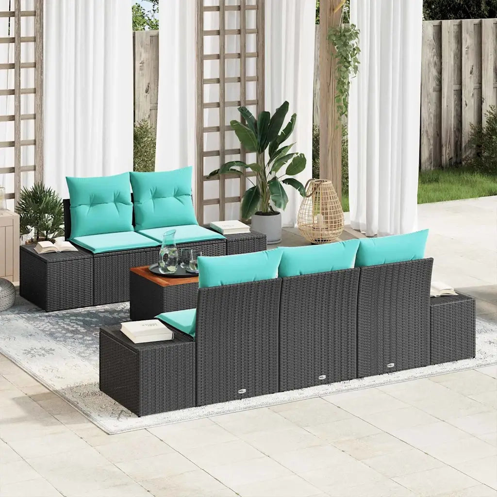 Set Divano da Giardino 6 pz Nero polyrattan 3347900