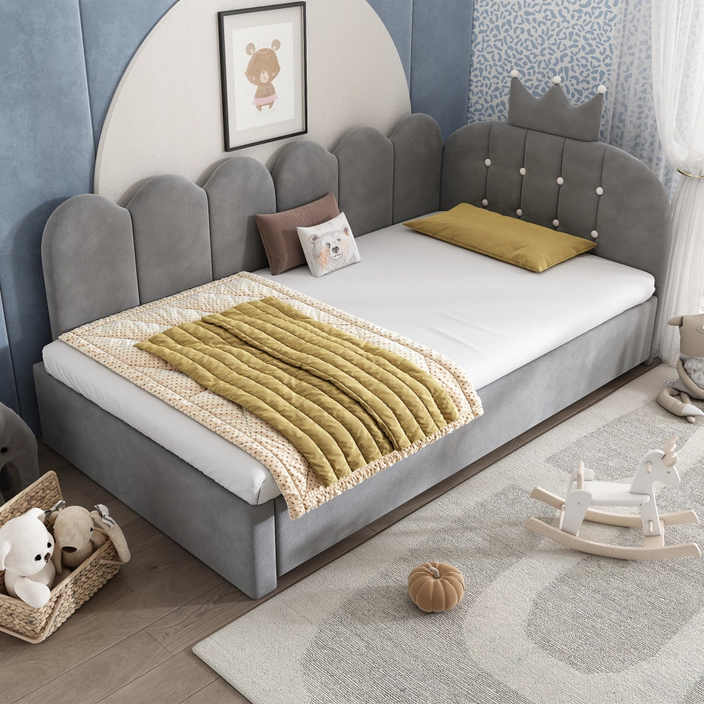 DESMIU Letto divano con letto estraibile 90 × 200 cm 1 posto con letto supplementare 90 × 190 cm, senza materasso, velluto, grigio