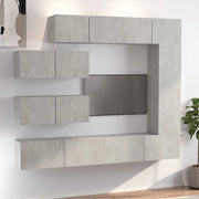 Set di Mobili Porta TV 7 pz-Set di 7 Credenza per TV Grigio Cemento in Legno Multistrato 235188