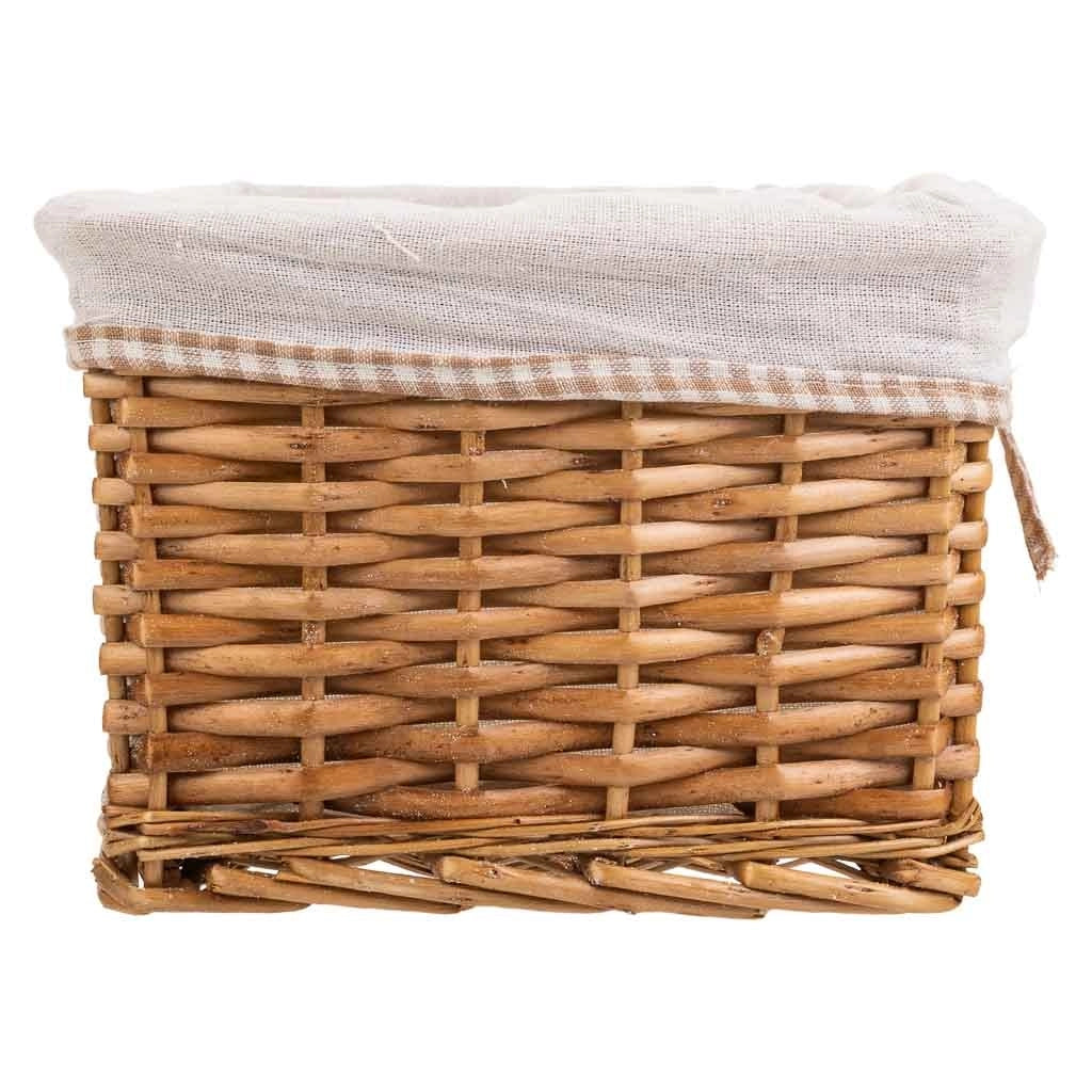 Set di 3 cestini in vimini foderati marroni