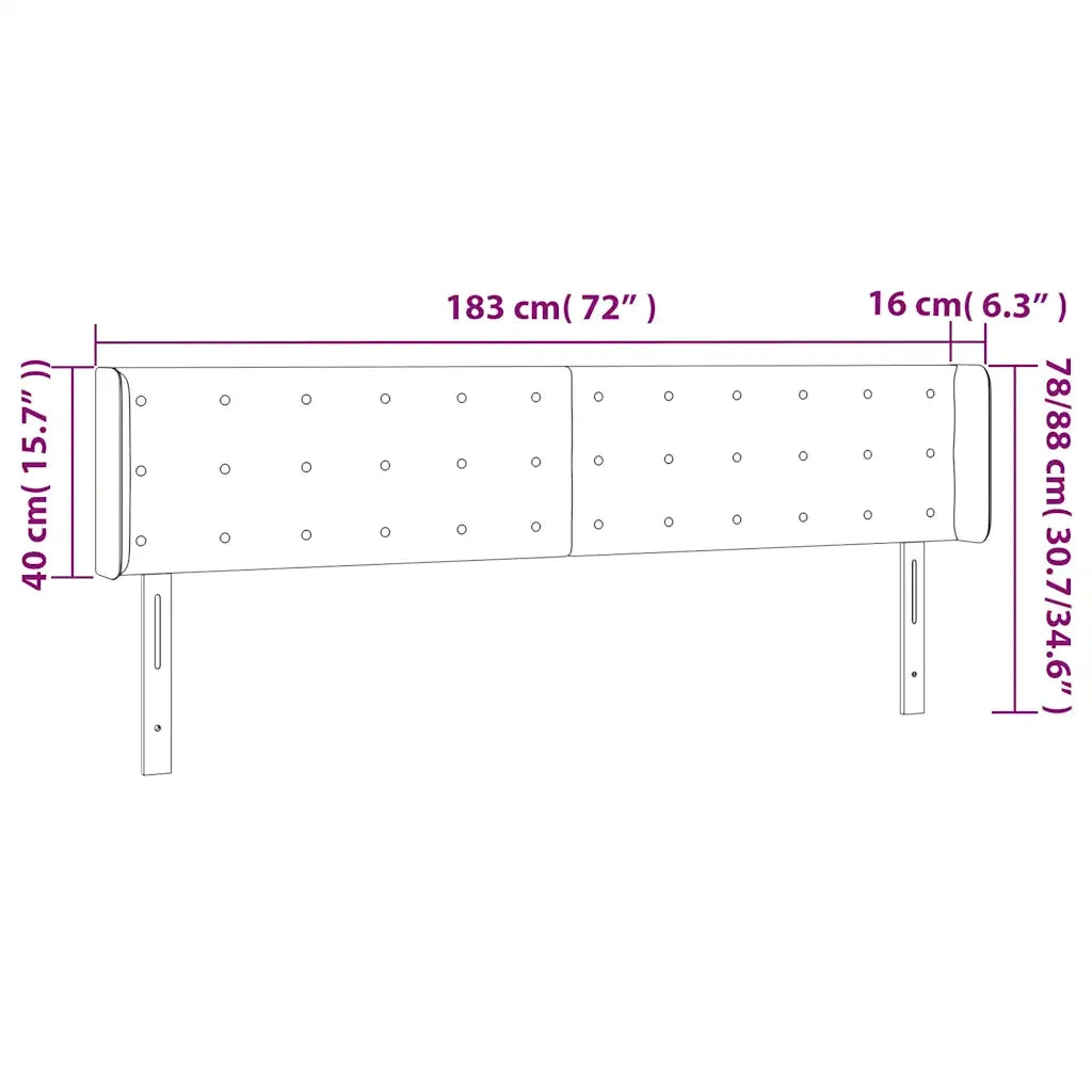 Testiera a LED Verde Scuro 183x16x78/88 cm in Velluto 3123733