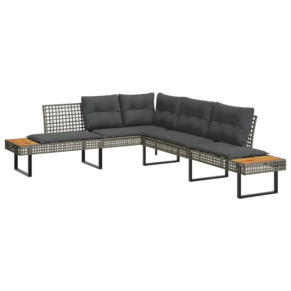 Set Divani da Giardino 2 pz con Cuscini Grigio Polyrattan Vetro 3277495