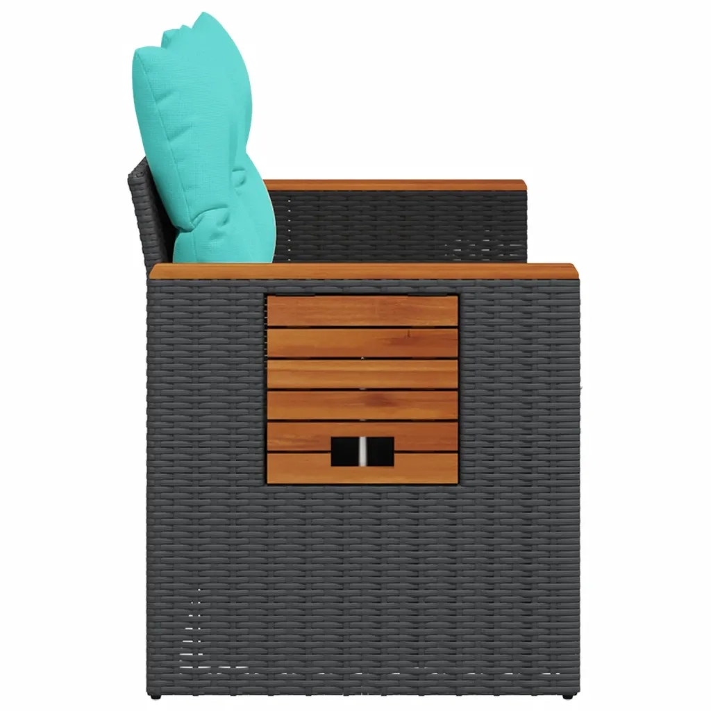Divano da giardino con cuscini 2 posti nero in polyrattan 366036