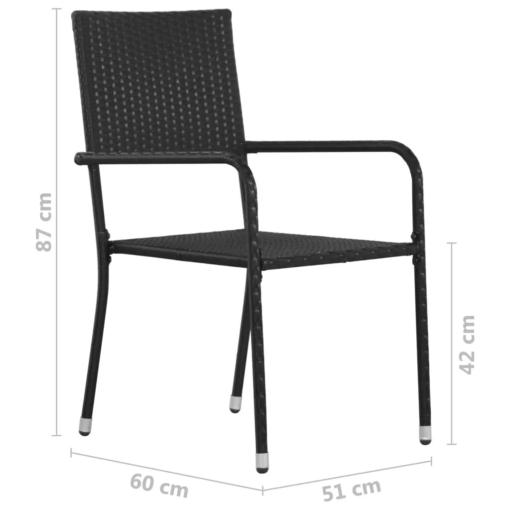Sedie da Pranzo da Giardino 6pz Impilabili Nere in Polyrattan 318702