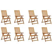 Sedie da Giardino Pieghevoli con Cuscini 8 pz Massello Acacia 3075054