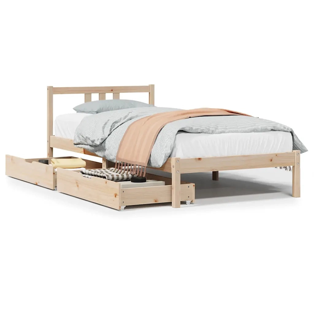 Letto senza Materasso 90x190 cm in Legno Massello di Pino 3301622