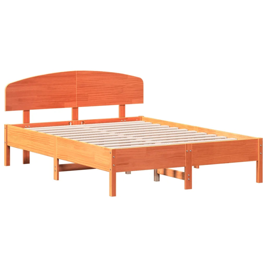 Letto senza Materasso-Struttura Letto Marrone Cera 135x190 cm in Legno di Pino 587745