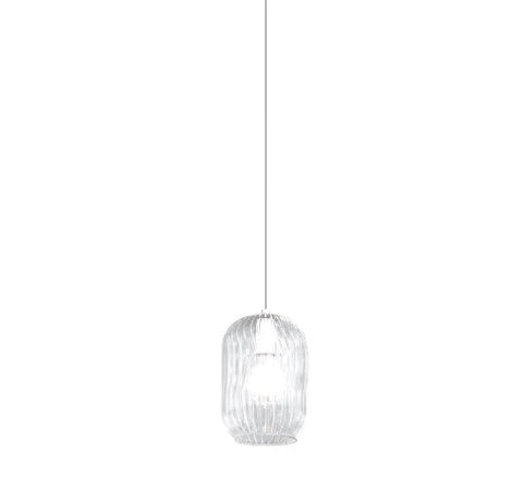 SOSPENSIONE BIANCO 5 LUCI TONDA VETRI TR + AM + FU + VE + BL 1181BI-S5 T-MC
