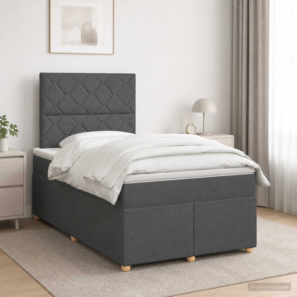 Letto box spring con materasso Grigio Scuro 120 x 190 cm 3453845
