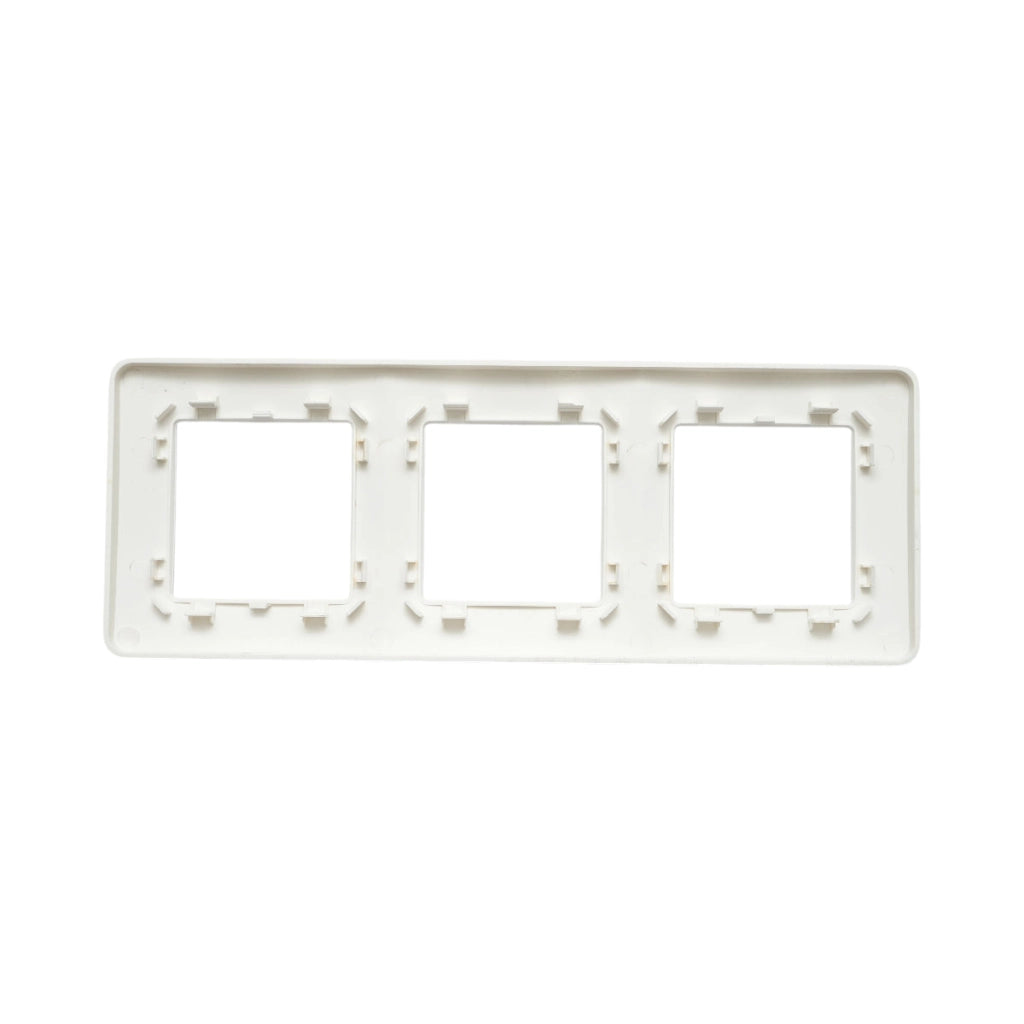 Cornice tripla bianca in PC per presa e interruttore 225x83 mm