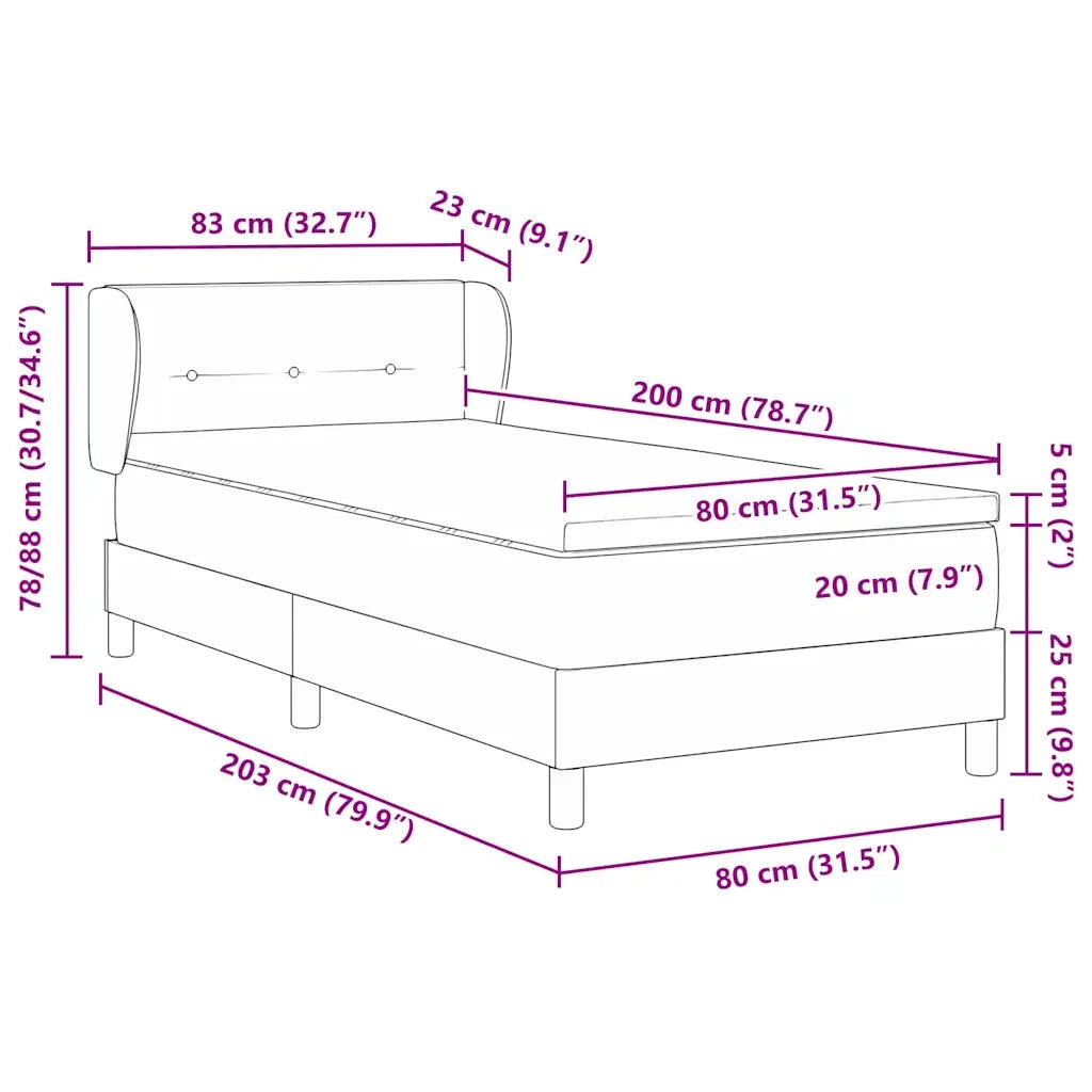 Letto a molle con materasso Crema 80 x 200 cm Tessuto 3340183