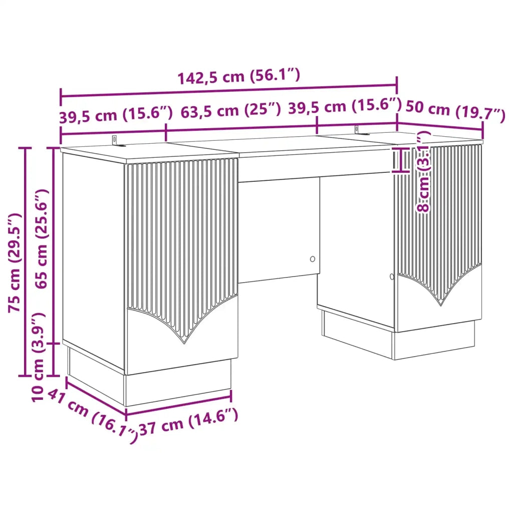 Scrivania Bianco Lucido 142,5 x 50 x 75 cm Legno ingegnerizzato 3414625