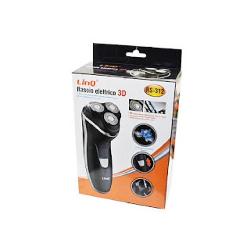Trade Shop - Rasoio Elettrico 3d Wireless Ricaricabile 3 Testine Lame Acciaio Barba Baffi Rs-312 -
