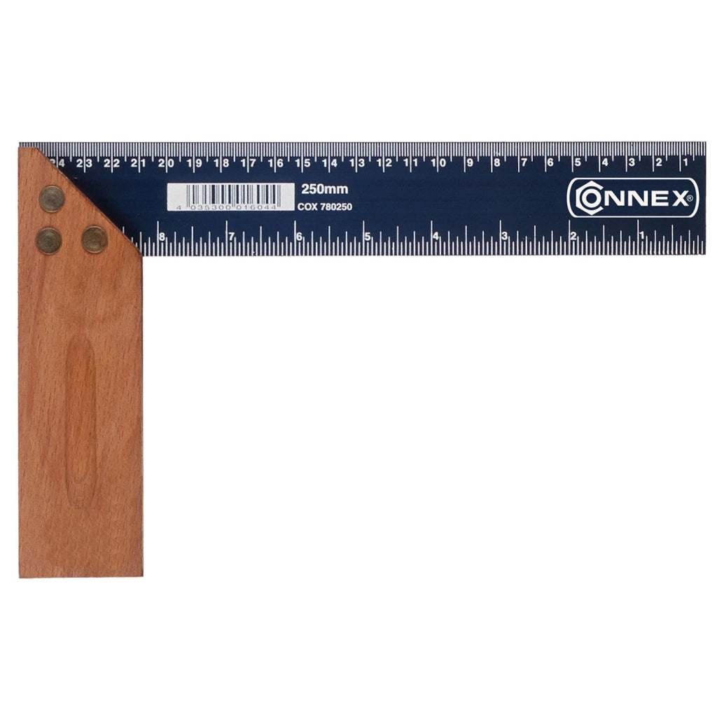 Squadra manico legno 250 mm.