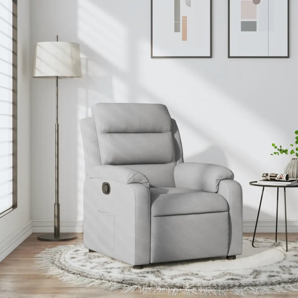 Poltrona | Sedia Relax Reclinabile in Tessuto Grigio Chiaro