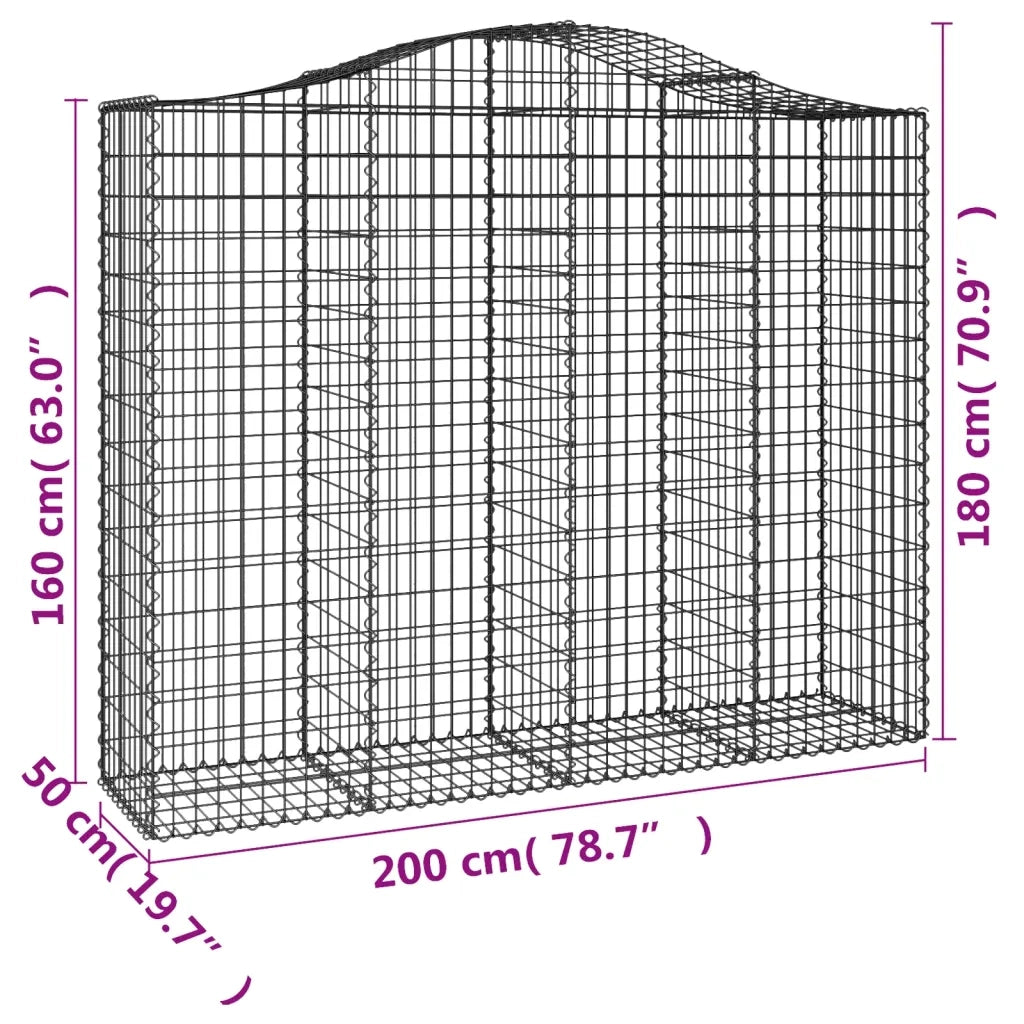 Cesti Gabbioni ad Arco 13 pz 200x50x160/180 cm Ferro Zincato 3145714