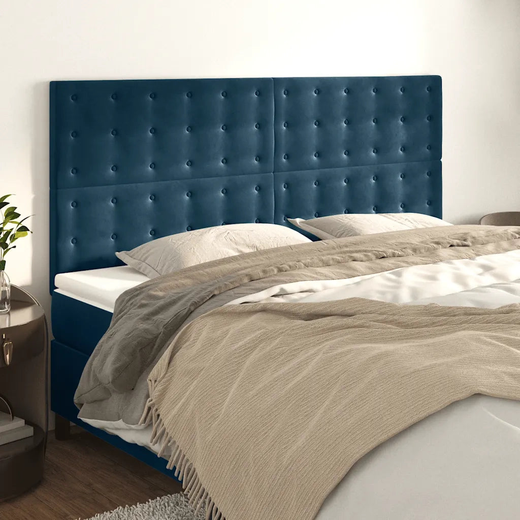 Testiera | Testata Blu Scuro 160x5x118/128 cm Velluto
