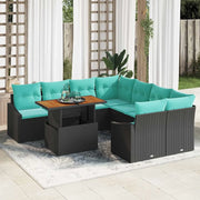 Set da Pranzo per Giardino con cuscino 9 pcs Nero e Verde acqua 3349822