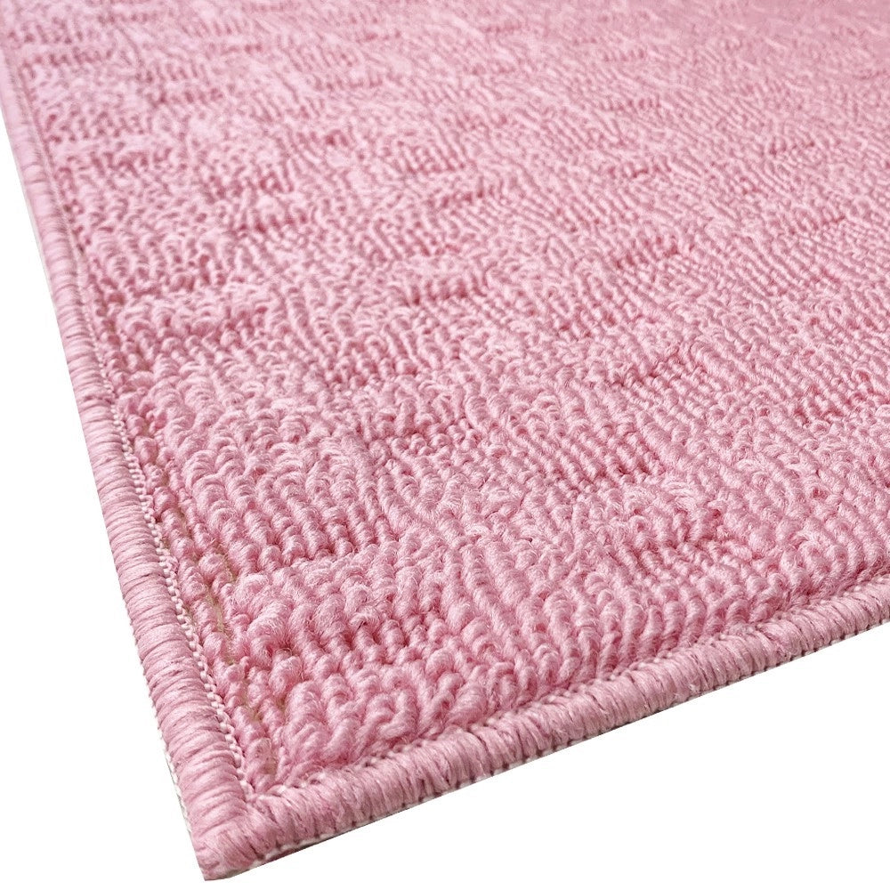 Tappeto Bagno Morbido Assorbente Antiscivolo 3D Intrecciato Lavabile Set 3 Pezzi Rosa