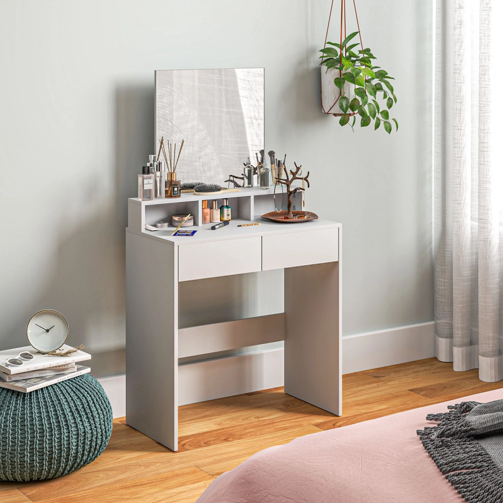 Tocador da Trucco con Specchio e Cassetti ¨C Zephmum ¨C Bianco 75x38x135 cm