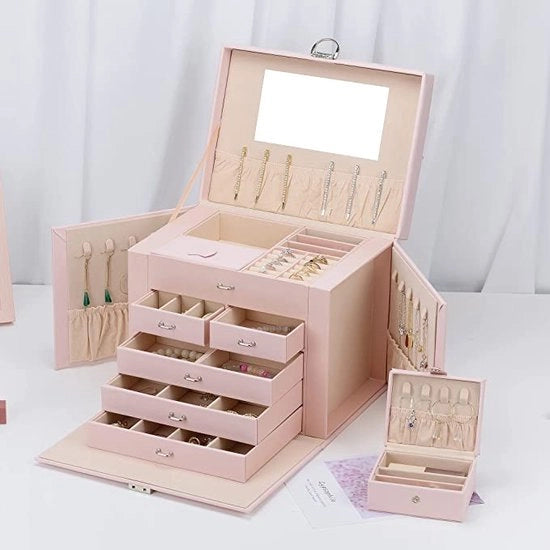 Cassettiera da Viaggio per Donne / Scatola per Oreficeria Scatola per Oreficeria con Cassetti Portatile per Collane, Orecchini, Anelli - Scatola di Magazzinaggio per Oreficeria