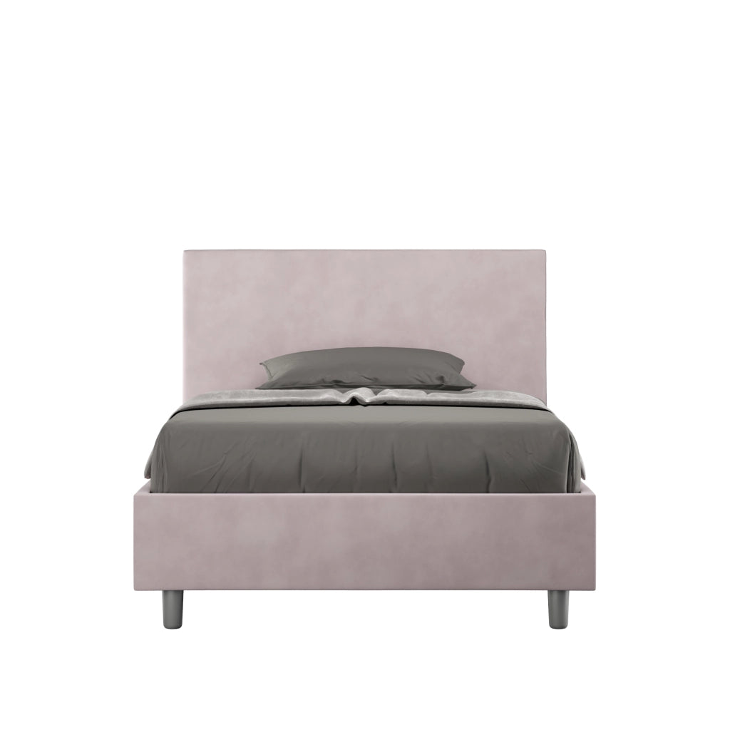 BS COM Letto una piazza e mezza contenitore imbottito 110x190 microfibra glicine