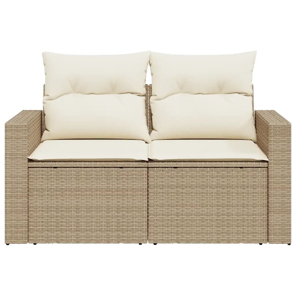 Divano da Giardino con Cuscini a 2 Posti Beige in Polyrattan 366060