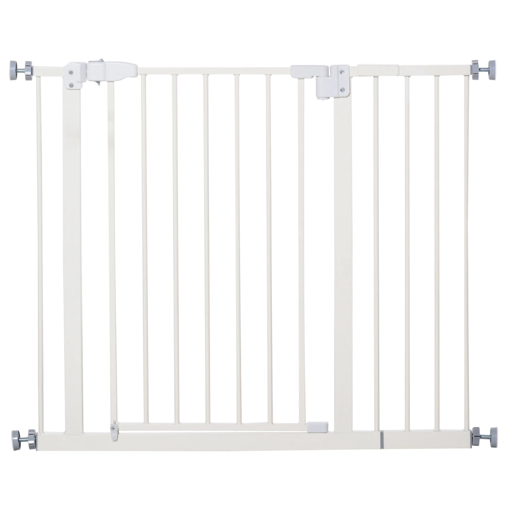 Cancelletto di Sicurezza per Bambini ¨C Xylo ¨C 74-97,5 cm Bianco Acciaio Autochiu-dente
