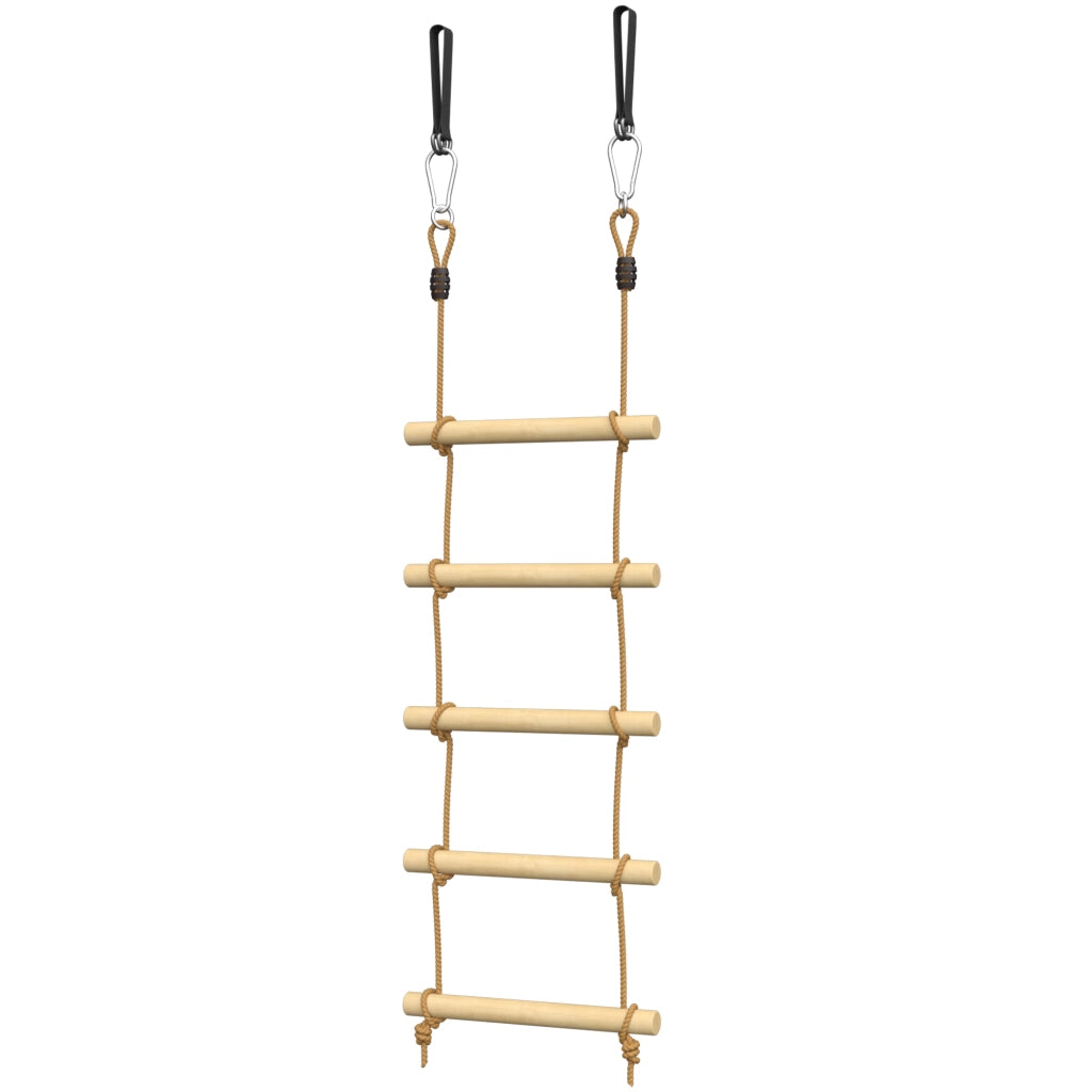 Scaletta per Bambini 3-8 Anni a 5 Pioli con Fibbie e Cinghie, in Legno e PE, color Legno