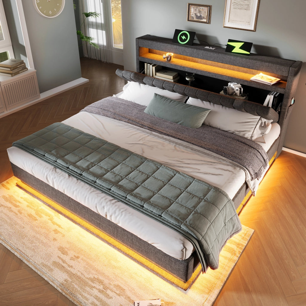 letto imbottito lino grigio 160 x 200 cm