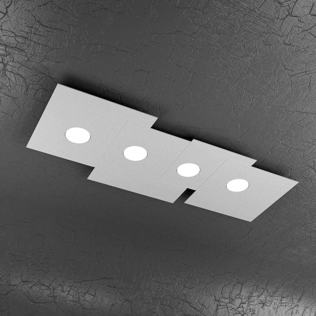 Toplight Plafoniera da soffitto rettangolare 4 luci Plate con attacco GX53, struttura colore grigio, design moderno 86x37x3cm