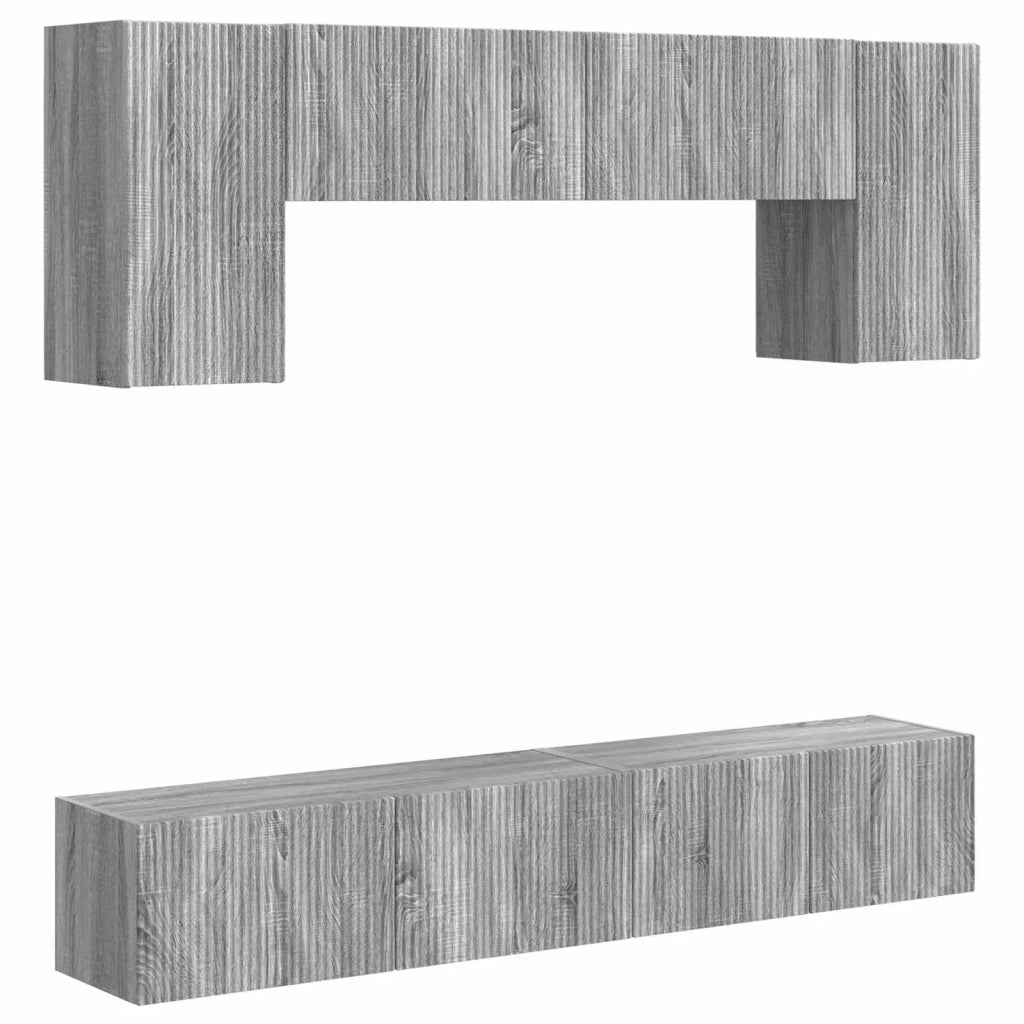 Set mobile TV 4 pz | Armadietto TV | Mobile Porta TV Grigio Sonoma Legno multistrato