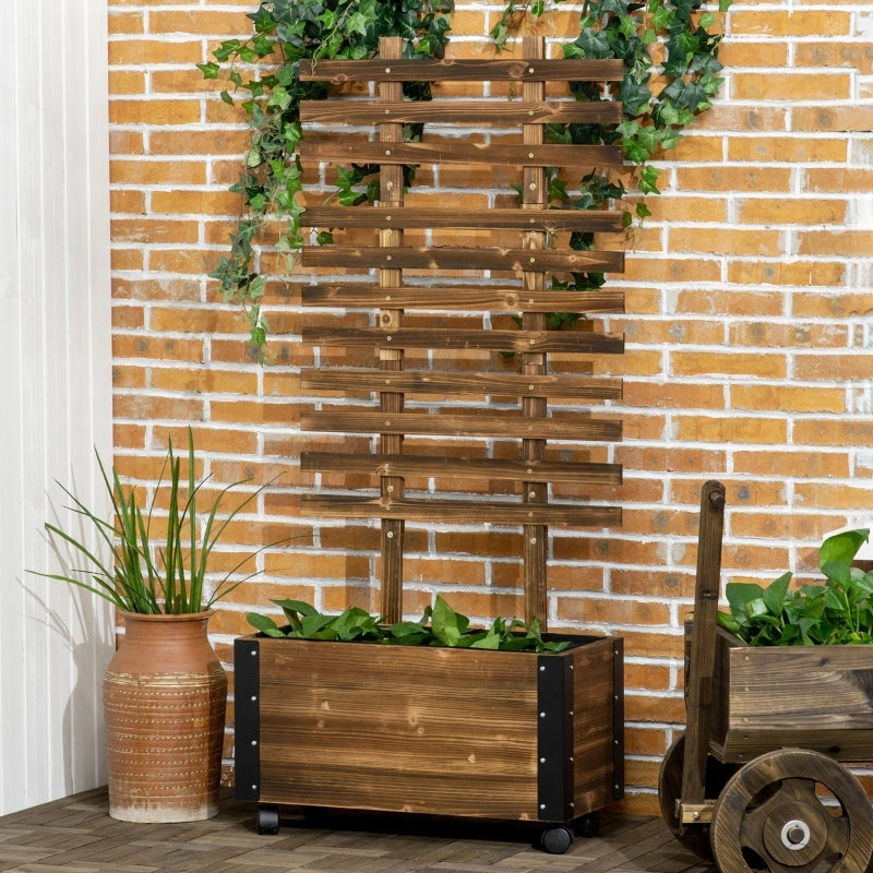 FIORIERA con grigliato 65 x 31 x 147 cm Legno massello trattato Nero carbone