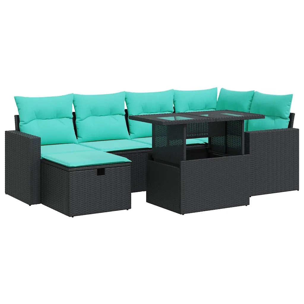 Set Divani da Giardino 7pz con Cuscini Grigio Polyrattan Acacia 3327817