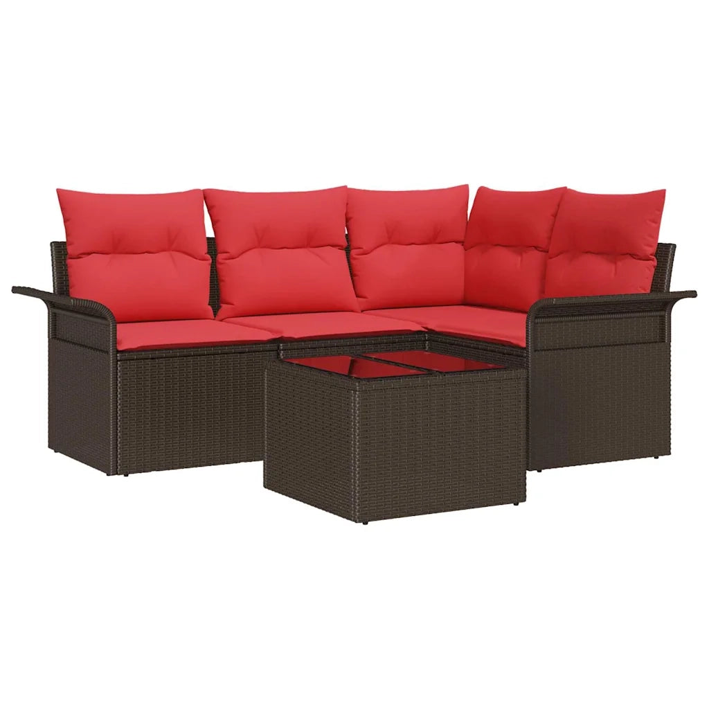 Set Divano da Giardino 5 pcs Marrone polyrattan 3354023