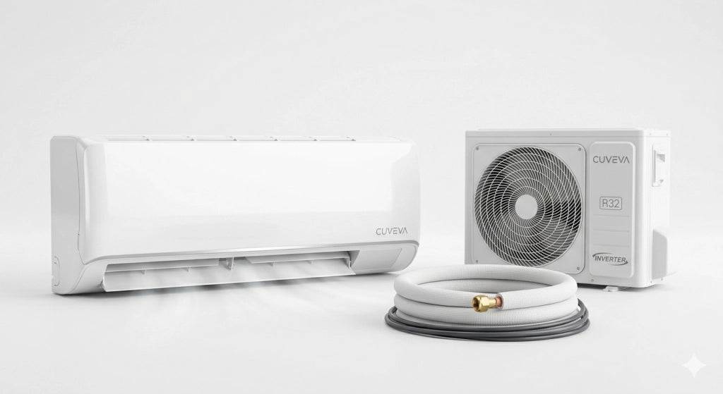 Climatizzatore CUVEVA CU12AIRE32 12000BTU A++/A+ R32. Bianco, Silent 22dB. Prof. 20,1cm.