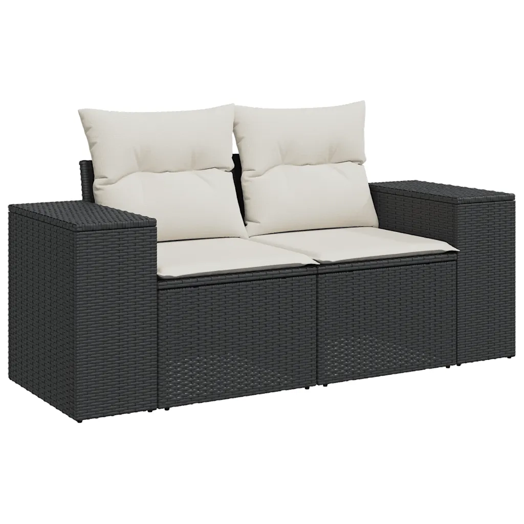 Set Divani da Giardino 9 pz con Cuscini Nero in Polyrattan 3327388