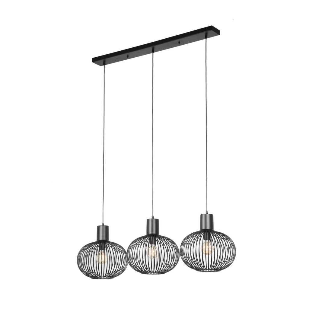 Lampada a sospensione loft nera metallo Gila Trio 3xE27
