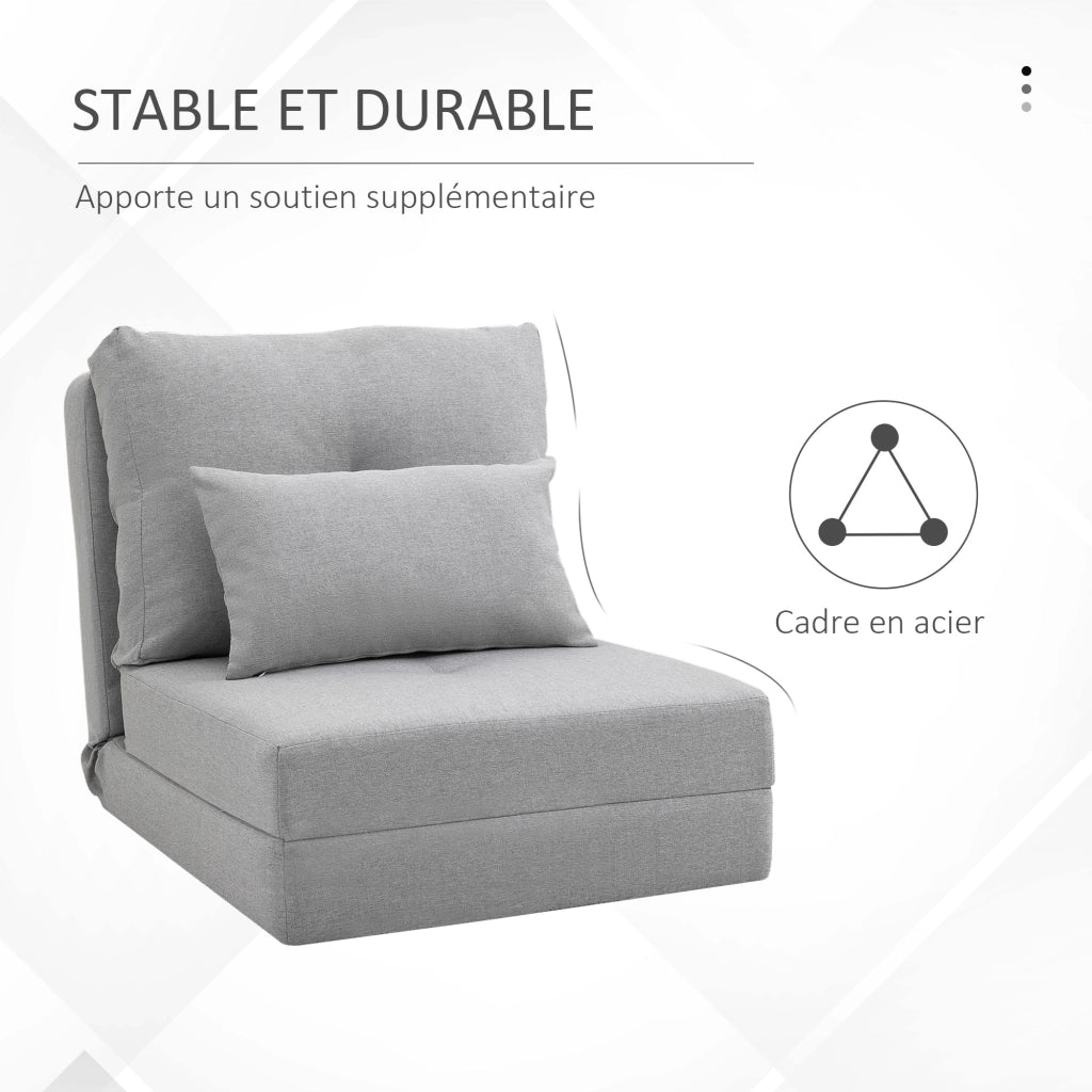 Poltrona letto regolabile ¨C Minimal ¨C grigio chiaro con cuscino
